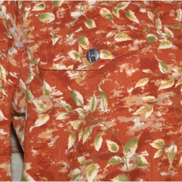 NWT Lemon Grass Ladies M Burnt Orange Lightweight Jacket Button Up Leaf Pattern - Picture 3 of 10